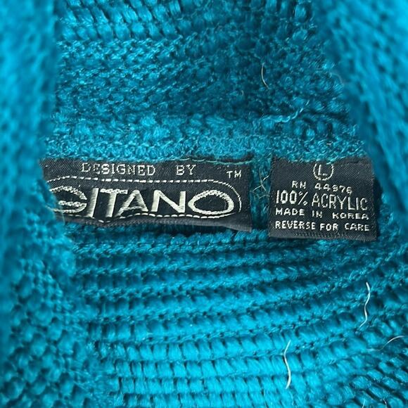 Vintage Gitano cowl neck teal sweater - Picture 4 of 8